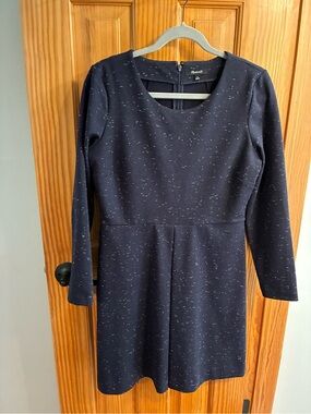 Long-Sleeve Navy Speckled Women's Dress